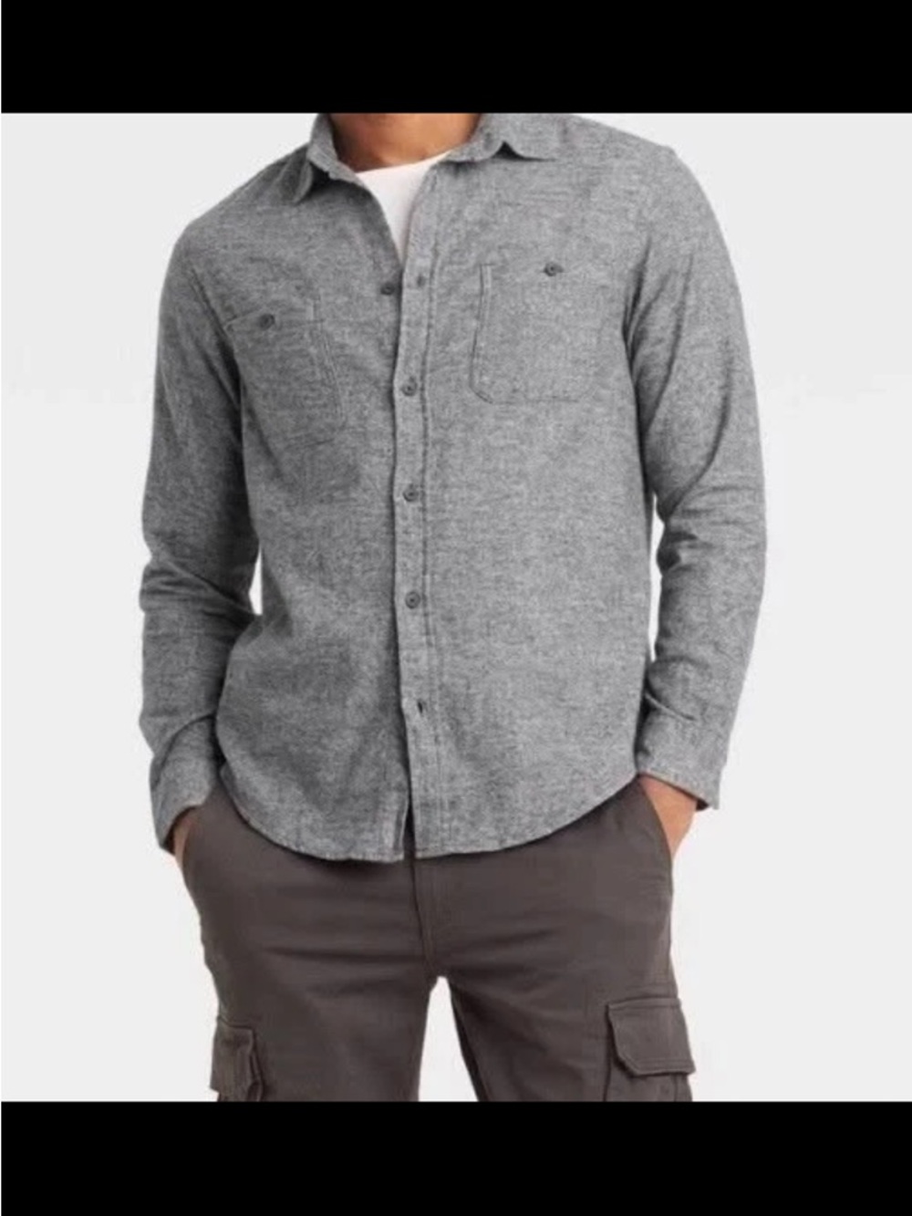 NEW Goodfellow & Co Heather Gray Casual Button-Down Shirt